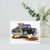 Carte Postale Camion noir Chevy C10 1970-72 (Debout devant)