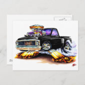 Carte Postale Camion noir Chevy C10 1970-72 (Devant / Derrière)