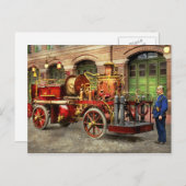 Carte Postale Camion-pompier - Camion-pompe électrique 1907 (Devant / Derrière)