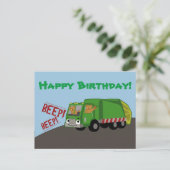 Carte Postale Camion poubelle d'anniversaire (Debout devant)