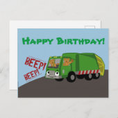 Carte Postale Camion poubelle d'anniversaire (Devant / Derrière)