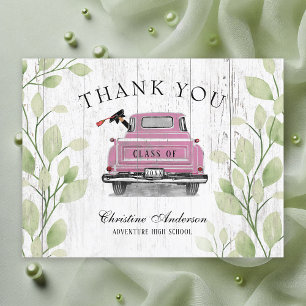 Carte Postale Camion Rose Vintage Rustique Remerciement de Diplô