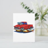 Carte Postale Camion rouge Chevy Stepside 1955 (Debout devant)