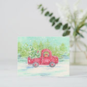 Carte postale Camion rouge Noël (Debout devant)