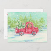 Carte postale Camion rouge Noël (Devant / Derrière)