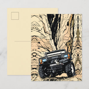 Carte Postale Camion Tout-Terrain Rétro Rock Crawl Art Pop