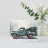 Carte Postale Camion vert rustique avec arbre de Noël (Debout devant)