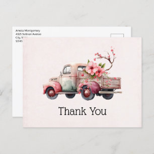 Carte Postale Camion Vintage rose