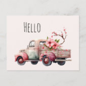 Carte Postale Camion Vintage rose (Devant)