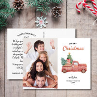 Camionnette Rouge Vintage avec Arbre, Photo Joyeux