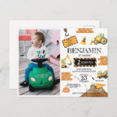 Carte Postale Camions de chantier pour la fête du 1er anniversai (Devant / Derrière)