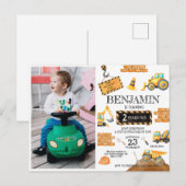 Carte Postale Camions de chantier pour l'anniversaire du 1er ann (Devant / Derrière)