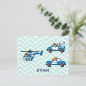 Carte Postale Camions de police Hélicoptères sur Chevron (Debout devant)