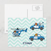 Carte Postale Camions de police Hélicoptères sur Chevron (Devant / Derrière)