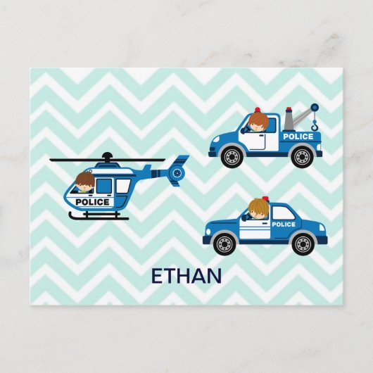 Carte Postale Camions de police Hélicoptères sur Chevron (Devant)