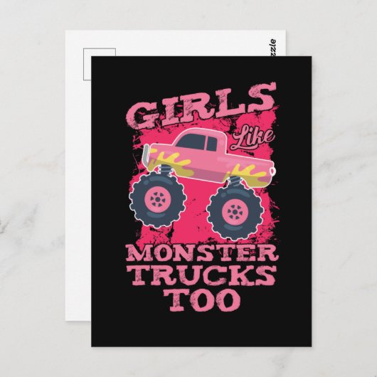 Carte Postale Camions monstrueux pour filles Camion monstre cool (Devant / Derrière)