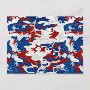 Carte Postale Camo rouge, blanc et bleu 4 juillet Parties scinti