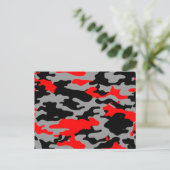CARTE POSTALE CAMO ROUGE, NOIR ET GRAY (Debout devant)