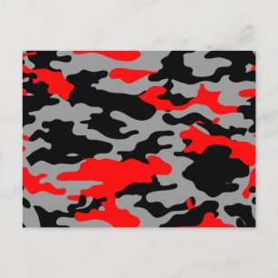 CARTE POSTALE CAMO ROUGE, NOIR ET GRAY
