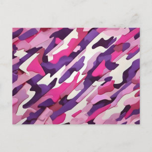 Carte Postale camouflage blanc rose violet