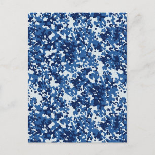 Carte Postale Camouflage bleu ciel numérique - avec blanc