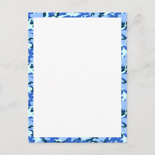 Carte Postale Camouflage bleu ciel Woodland avec blanc (Devant)