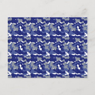 Carte Postale Camouflage Bleu Clair Paillettes Camo Armée Soldat