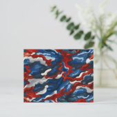Carte Postale camouflage bleu rouge (Debout devant)