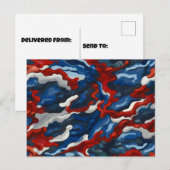 Carte Postale camouflage bleu rouge (Devant / Derrière)