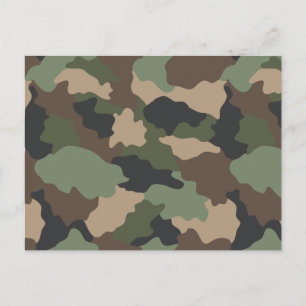 Carte Postale Camouflage Bois Camo Militaire Kaki Tan Noir