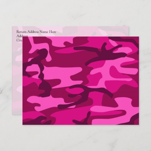 Carte Postale Camouflage Camouflage Fuchsia rose chaud Motif (Devant / Derrière)
