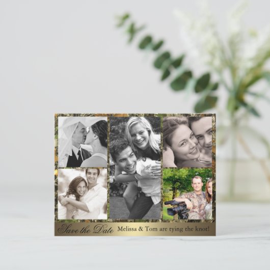 Carte postale Camouflage Photo Collage Enregistrer (Debout devant)