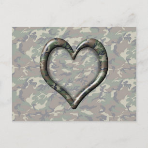 Carte Postale Camouflage Woodland Forest Heart sur Camo