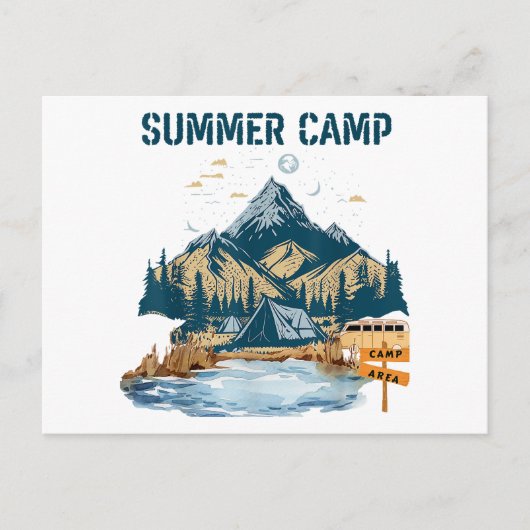 Carte Postale Camp d'été de conception simple (Devant)