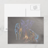 Carte Postale Camp Fire Amérindien Guerrier (Devant / Derrière)