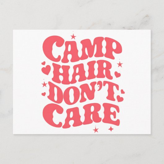 Carte Postale Camp Hair Ne vous souciez pas Camping d'été Filles (Devant)