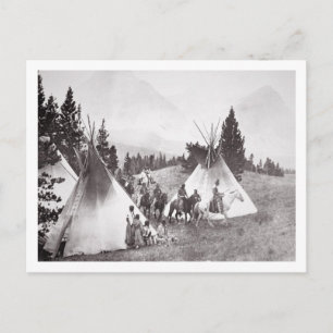 Carte Postale Camp Native American Teepee, Montana, c.1900 (b/w