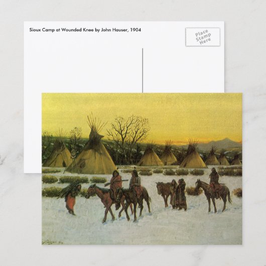 Carte Postale Camp Sioux à Wounded Knee par John Hauser (Devant / Derrière)