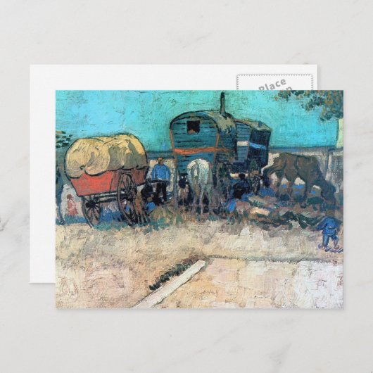 Carte Postale Camp tzigane avec calèche - Vincent van Gogh (Devant / Derrière)