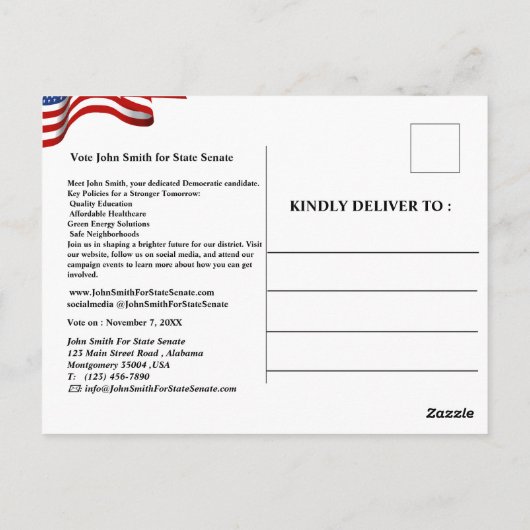 Carte Postale Campagne électorale des États-Unis Présentation du (Dos)