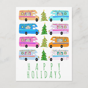Carte Postale Camper de Noël mignon Motorhomes Vintage RV Xmas
