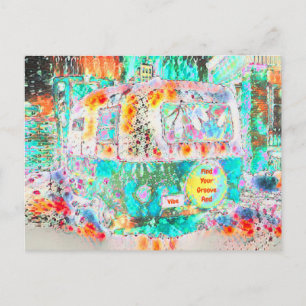 Carte Postale Camper Retro Hippie Groove Et Vibe Pop Art