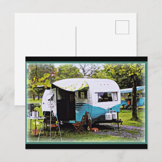 Carte Postale Camper vintage (Devant / Derrière)