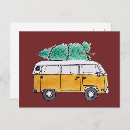 Carte Postale Campervan de Noël (Devant / Derrière)
