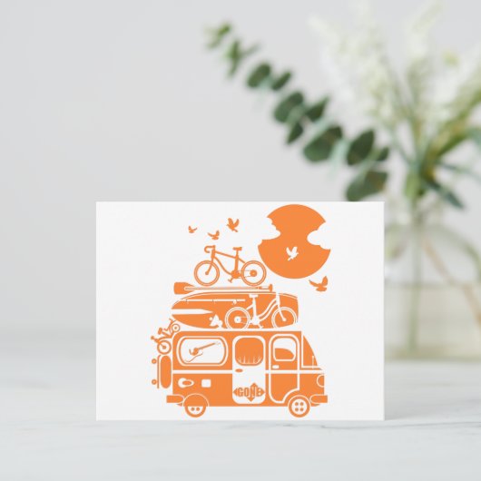 Carte Postale Campervan de vacances en famille amusant (Debout devant)