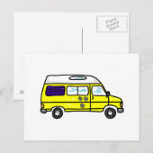 Carte Postale Campervan jaune (Devant / Derrière)