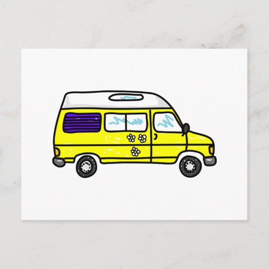 Carte Postale Campervan jaune (Devant)