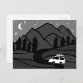Carte Postale Campervan Mounts Vanlife RV Moon B&W (Devant / Derrière)