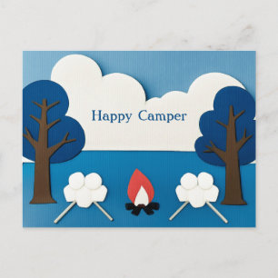 Carte Postale Campeur heureux personnalisé S'mores de feu de cam