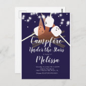 Carte Postale Campfire Marshmallows Stars Camping Extérieur Fête (Devant / Derrière)